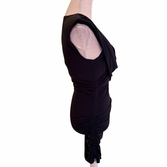Ramy Brook Black Draped Cowl Neck Ruched Jersey Knit "Venus" Mini Dress S - Picture 8 of 12